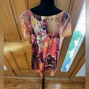 Chico's Vibrant Floral Blouse - Orange and Pink
